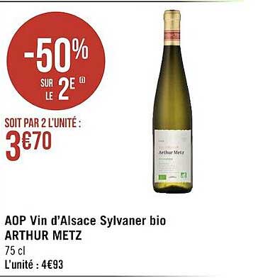 Aop Vin D'alsace Sylvaner Bio Arthur Metz