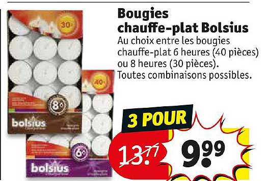 bougies chauffe-plat bolsius