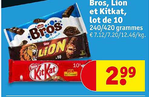 bros, lion et kitkat, lot de 10