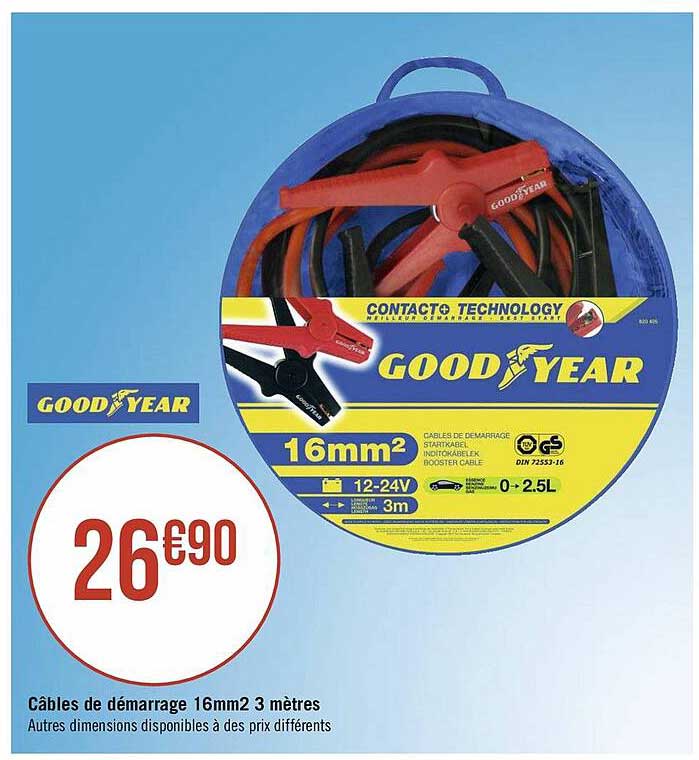 câbles de démarrage 16mm² 3 mètres good year