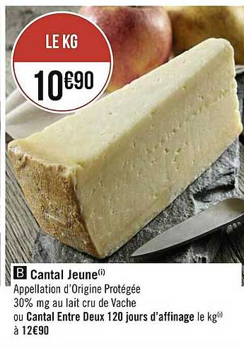 cantal jeune ou cantal entre deux 120 jours d'affinage