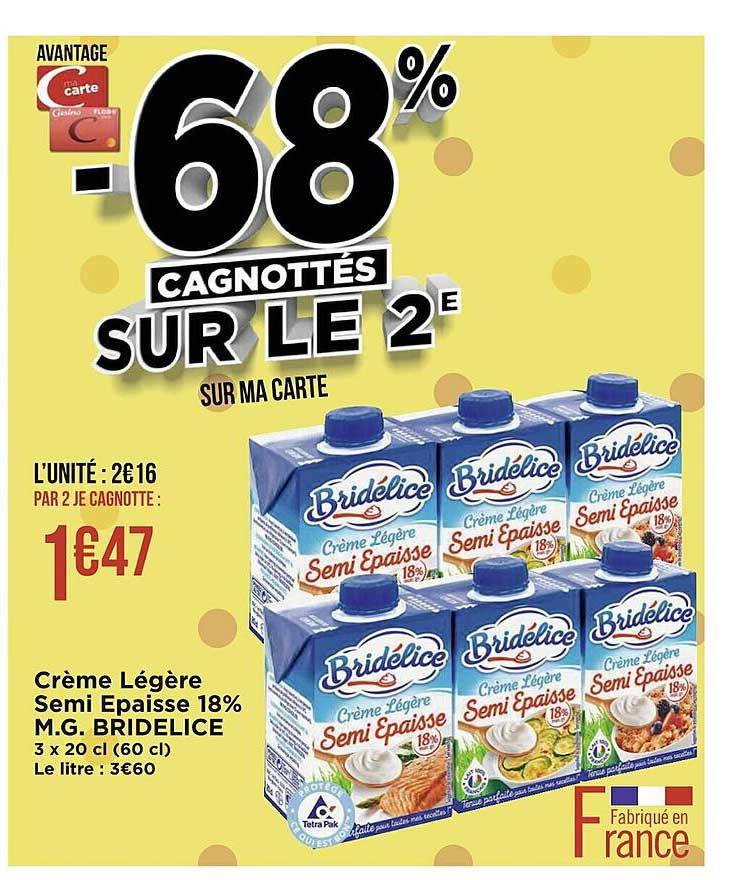 crème légère semi épaisse 18% m.g. bridélice