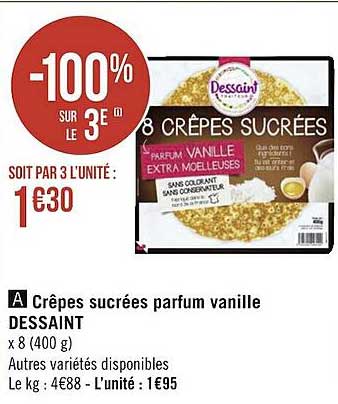 Crêpes Sucrées Parfum Vanille Dessaint