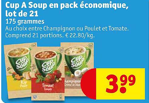 cup a soup en pack économique, lot de 21