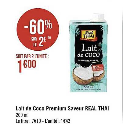 lait de coco premium saveur real thaï