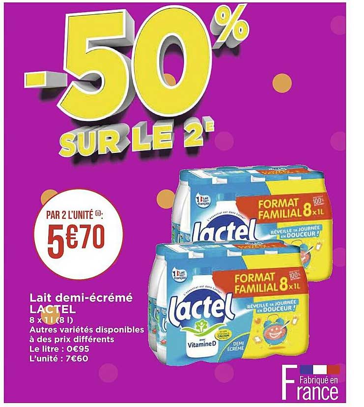 lait demi-écrémé lactel
