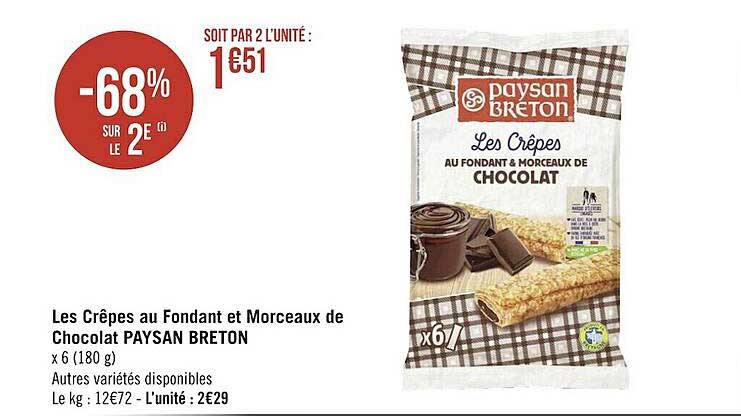 les crêpes au fondant et morceaux de chocolat paysan breton