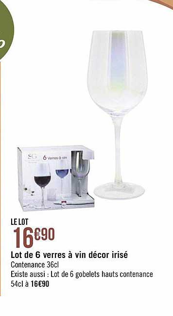 Lot De 6 Verres à Vin Décor Irisé
