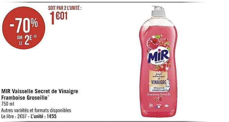 Mir Vaisselle Secret De Vinaigre Framboise Groseille