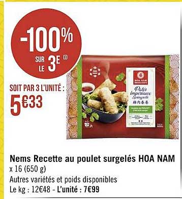 nems recette au poulet surgelés hoa nam