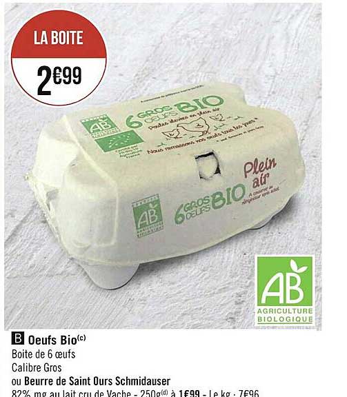 oeufs bio ou beurre de saint ours schmidauser