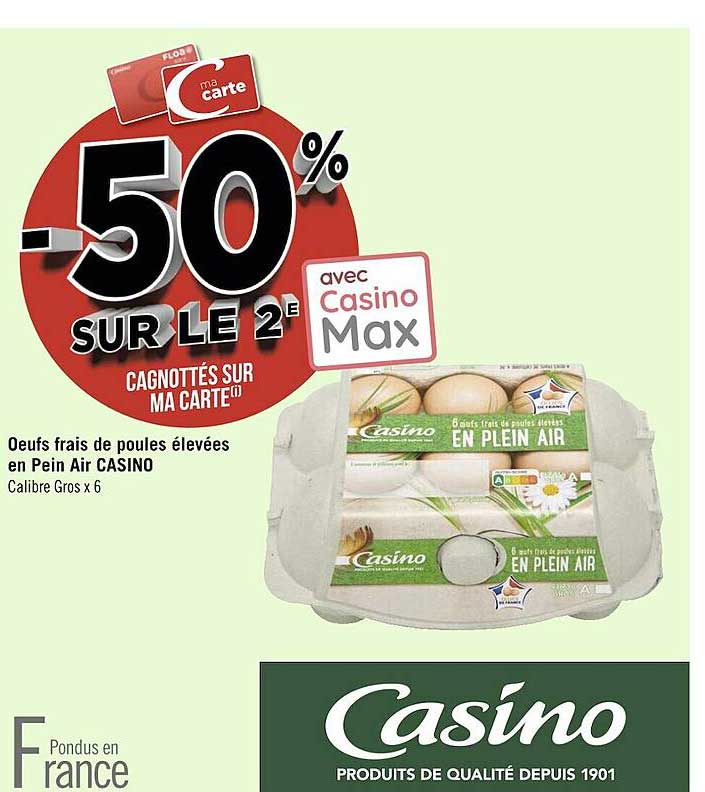 oeufs frais de poules élevées en plein air casino