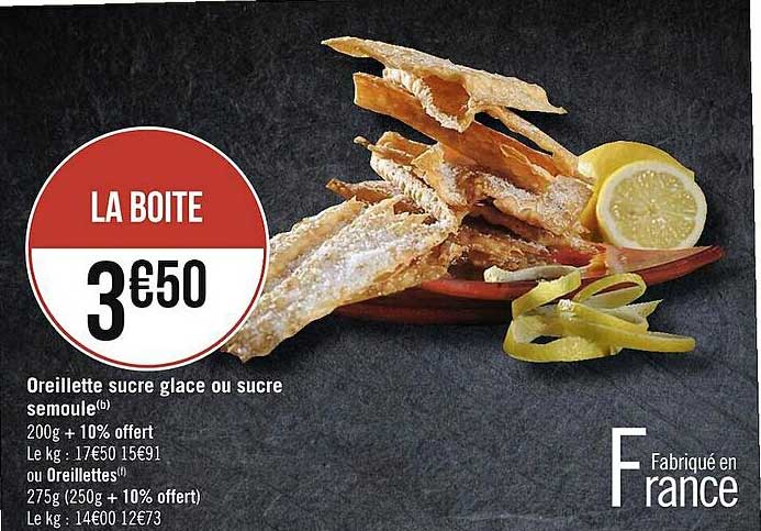 oreillette sucre glace ou sucre semoule ou oreillettes