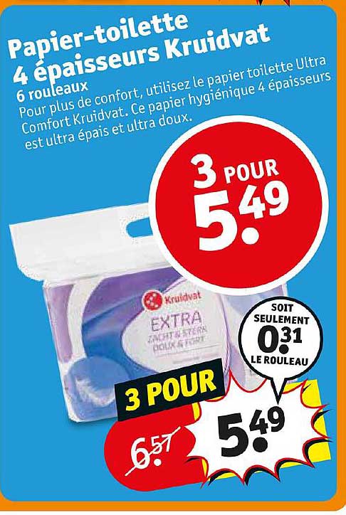 papier-toilette 4 épaisseurs kruidvat