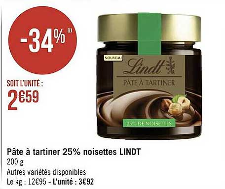 Pâte à Tartiner 25% Noisettes Lindt