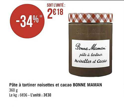 pâte à tartiner noisettes et cacao bonne maman