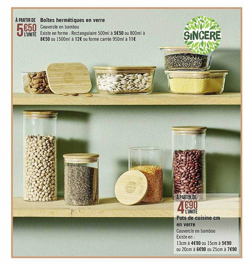 pots de cuisine cm en verre