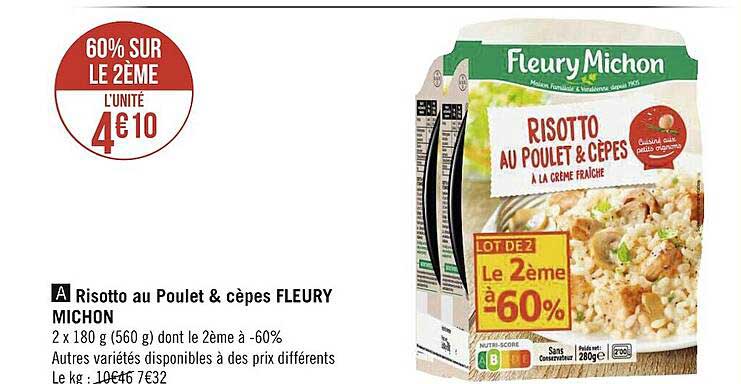 risotto au poulet & cèpes fleury michon