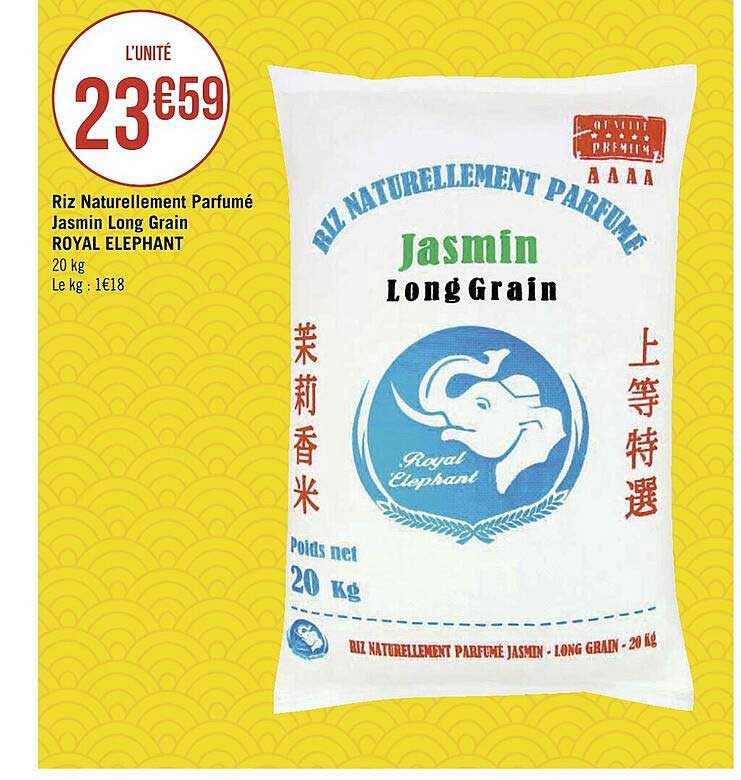 Riz Naturellement Parfumé Jasmin Long Grain Royal éléphant