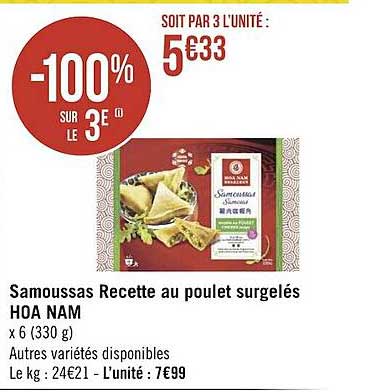 samoussas recette au poulet surgelés hoa nam