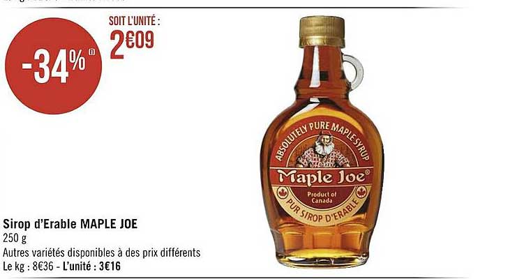 sirop d'érable maple joe