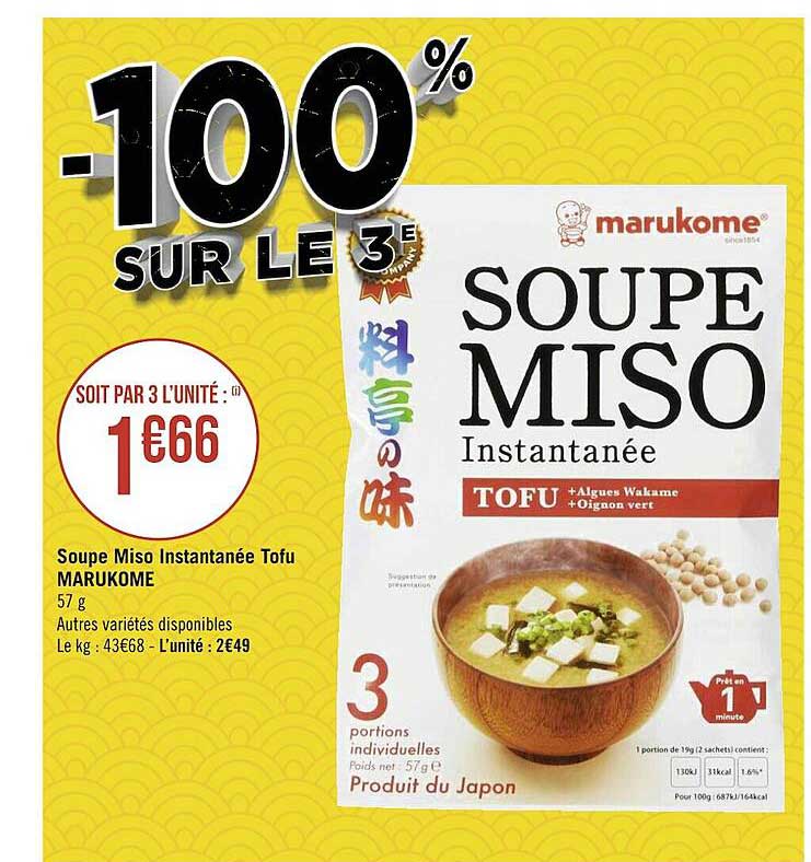 soupe miso instantanée tofu marukome