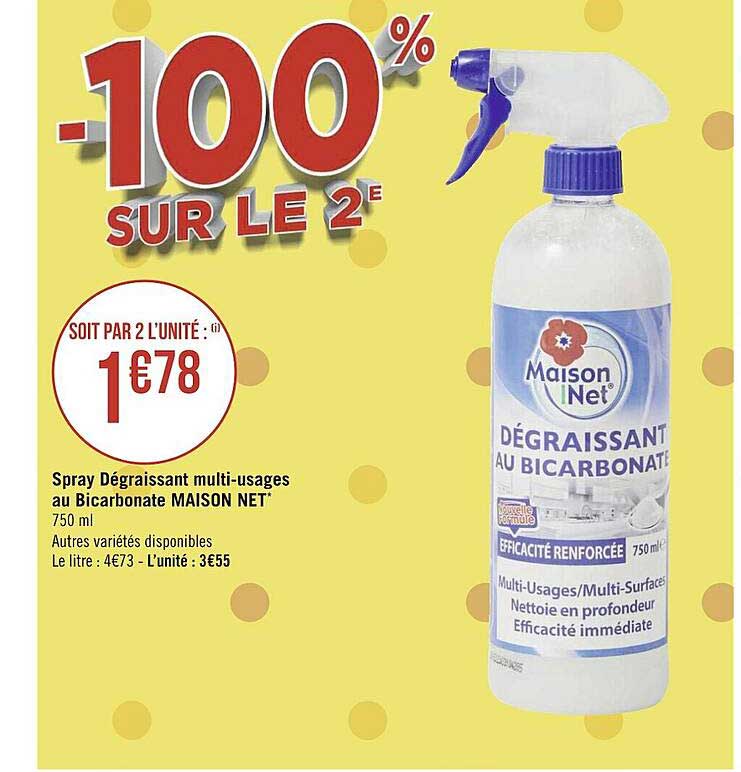 spray dégraissant multi-usages au bicarbonate maison net