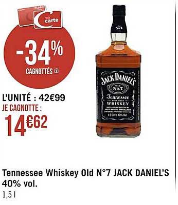 tennessee whiskey old n°7 jack daniel's 40% vol.