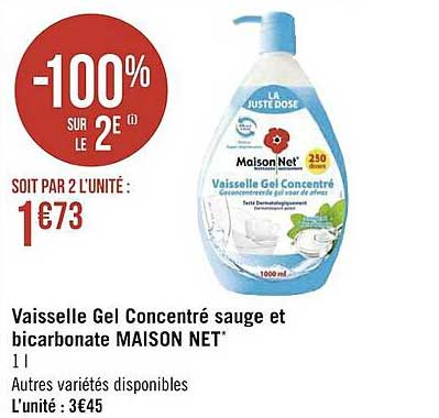 Vaisselle Gel Concentré Sauge Et Bicarbonate Maison Net