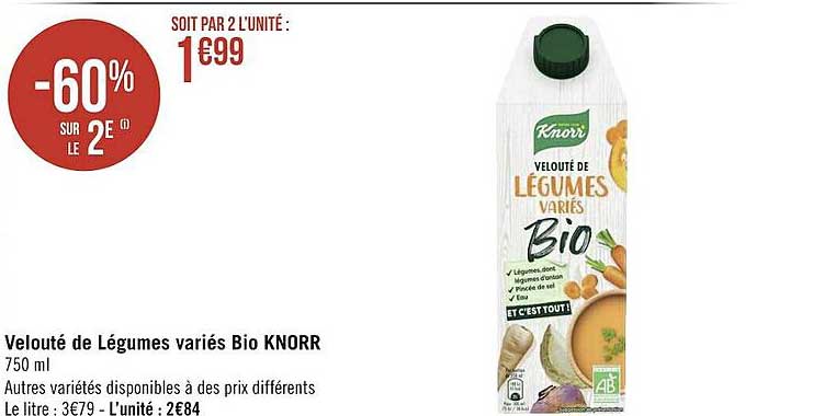 velouté de légumes variés bio knorr