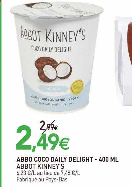 abbo coco daily delight abbot kinney's - 400ml