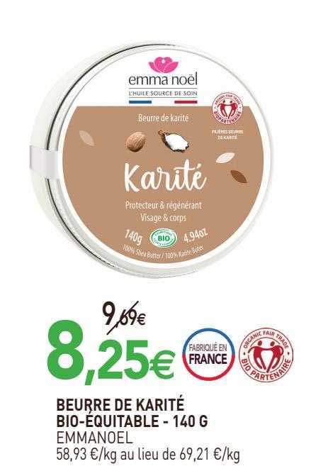 beurre de karité bio-équitable emma noël - 140 g