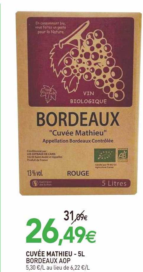 cuvée mathieu bordeaux aop - 5l
