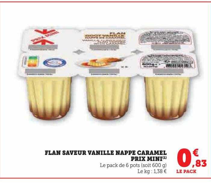 flan saveur vanille nappe caramel prix mini
