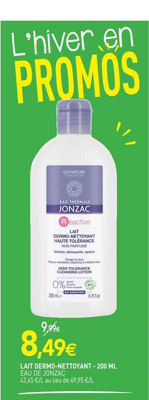 lait dermo-nettoyant eau de jonzac - 200ml