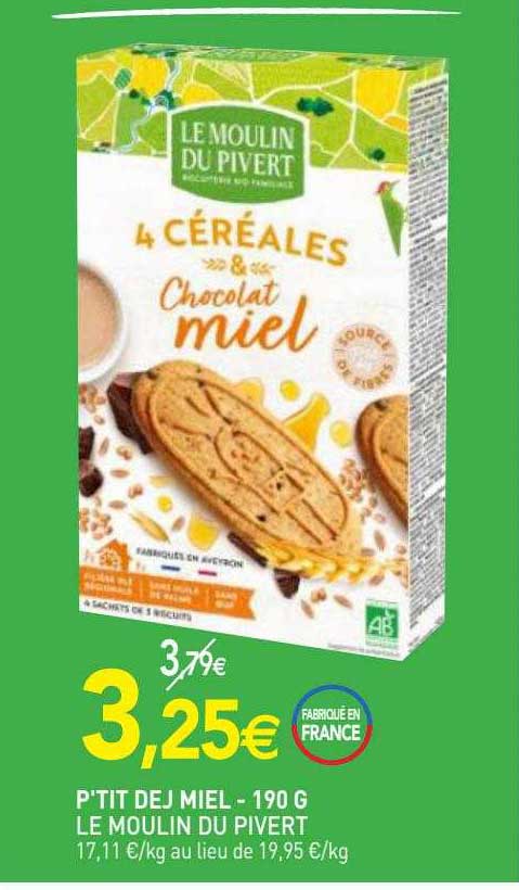 p'tit dej miel le moulin du pivert - 190 g