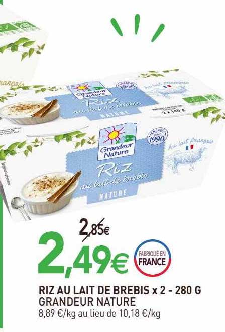 riz au lait de brebis x 2 grandeur nature - 280 g