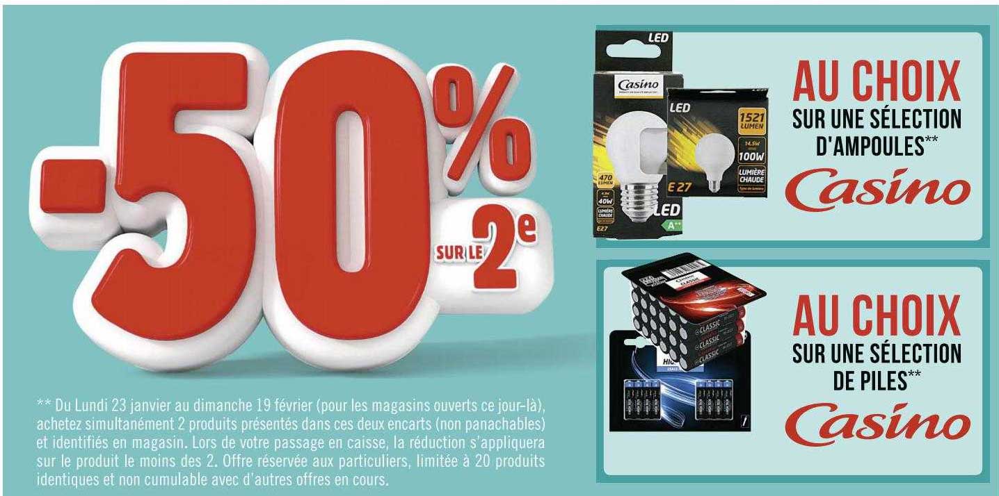 sélection d'ampoules casino, sélection de piles casino