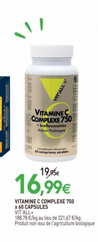 vitamine c complexe 750 x 60 capsules vit'all+