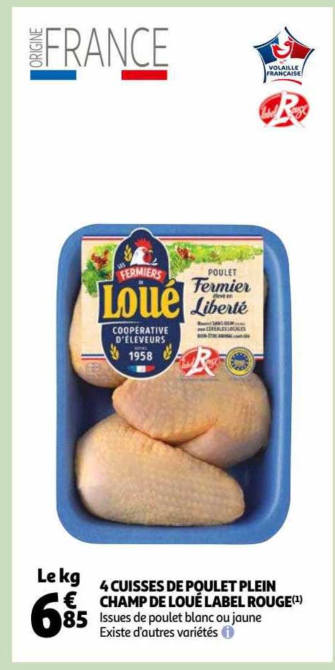 4 cuisses de poulet plein champ de loué label rouge