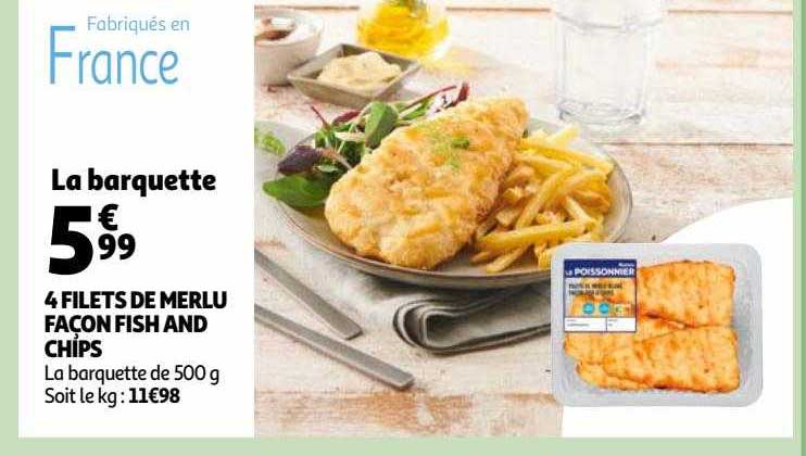 4 filets de merlu façon fish and chips