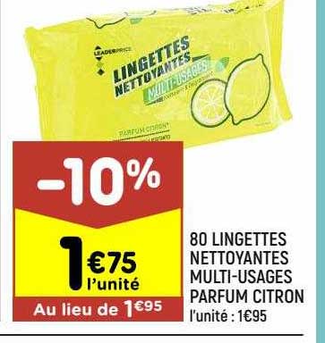 80 lingettes nettoyantes multi-usages parfum citron