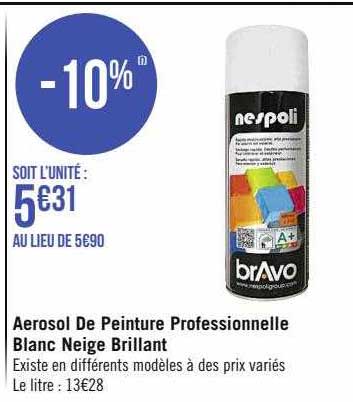 aerosol de peinture professionnelle blanc neige brillant