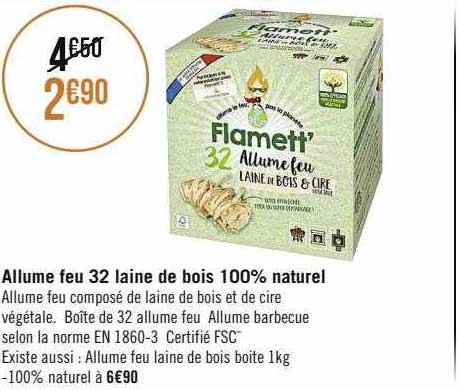 allume feu 32 laine de bois 100% naturel