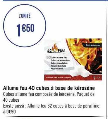 allume feu 40 cubes à base de kérosène
