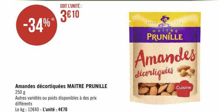 amandes décortiquées maître prunille
