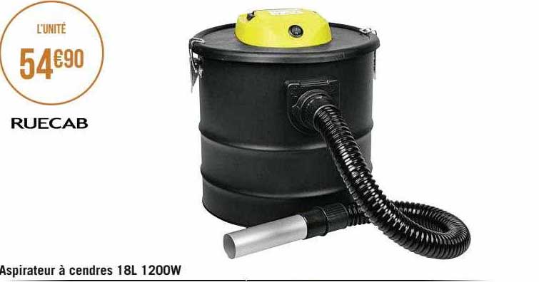 aspirateur à cendres 18 l 1200 w ruecab