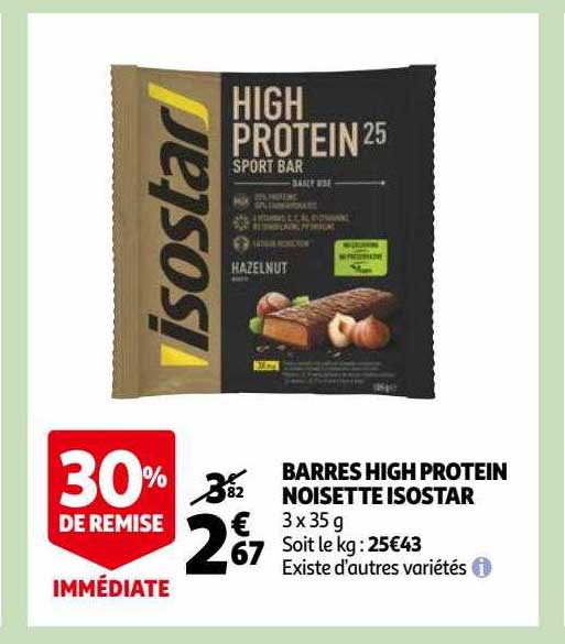 barres high protein noisette isostar