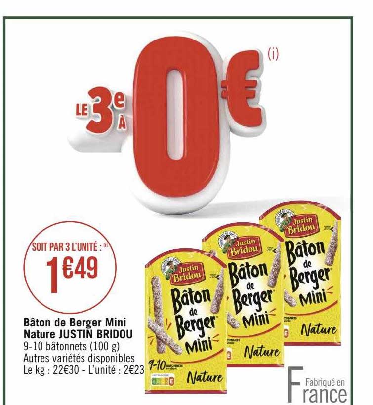 bâton de berger mini nature justin bridou