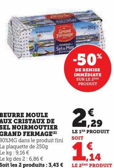 beurre moulé aux cristaux de sel noir moutier grand fermage